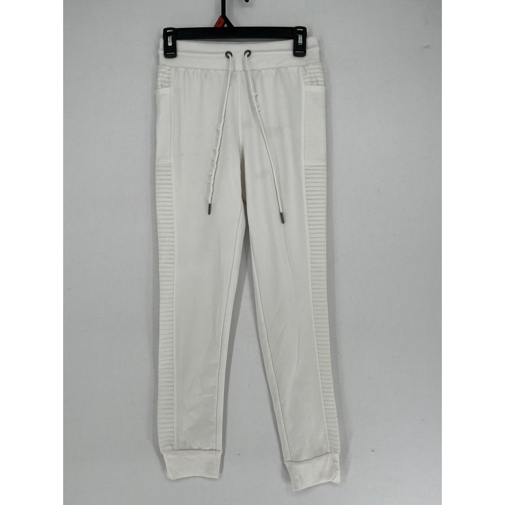 The Sweatshirt Project White Moto Joggers Ribbed Side Panel Sweatpants Small